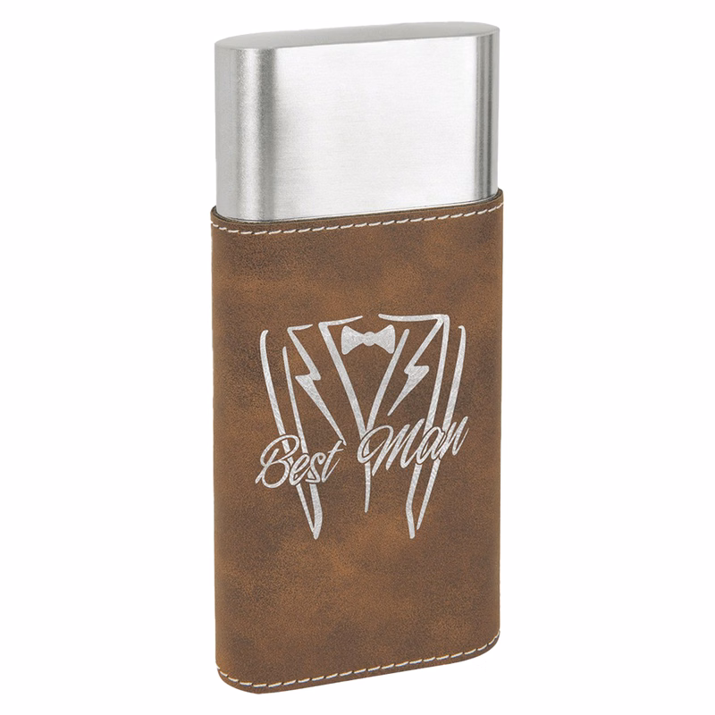 Rustic/Silver Leatherette Cigar Case w/ Cutter