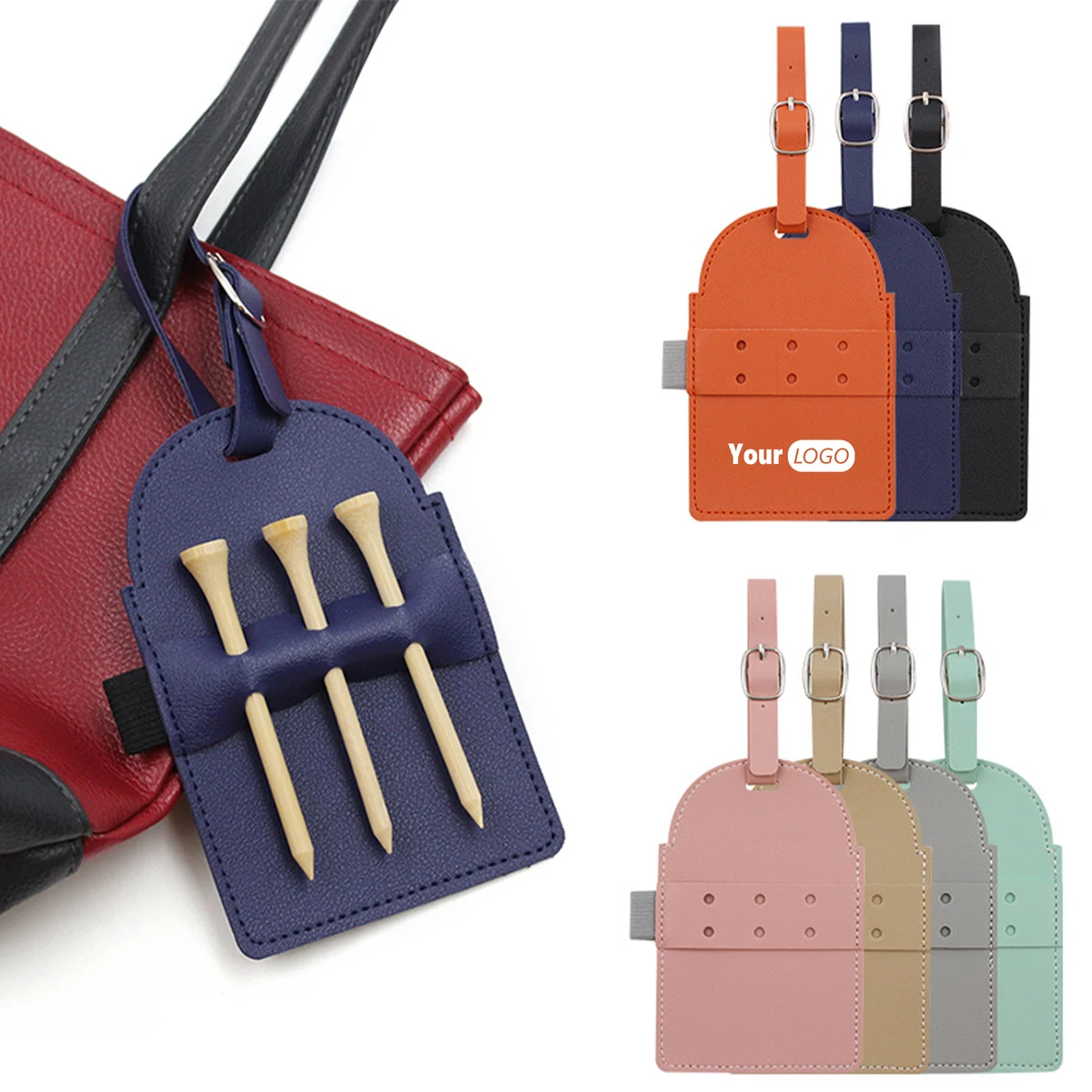 Leather Elegant Tee Storage Case with Logo 1