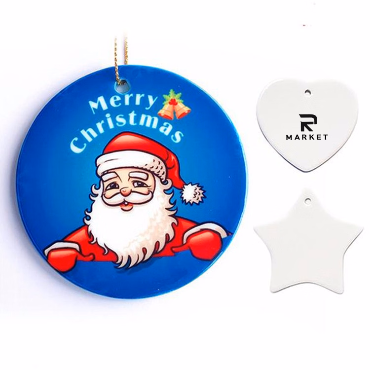 Christmas Ceramic Pendant Porcelain Slice