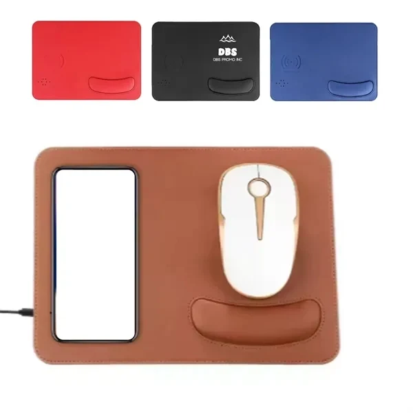 PU Leather Mouse Pad with Wireless Charging 1