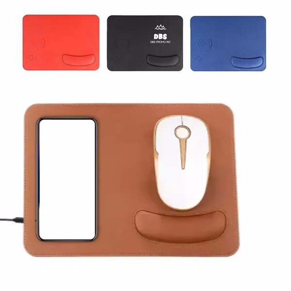 PU Leather Mouse Pad with Wireless Charging