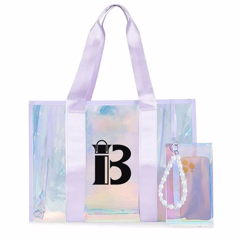 Waterproof Rainbow Transparent Women's Large Beach Tote Bag