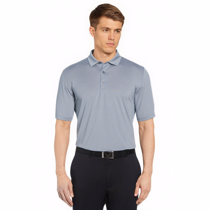 Men's Short Sleeve All Over Stitched Chev Polo