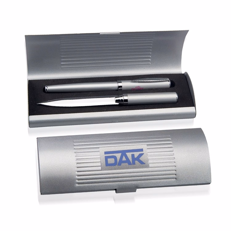 Shiny Metal Curved Flip Top Case Dual Holder - Imprinted