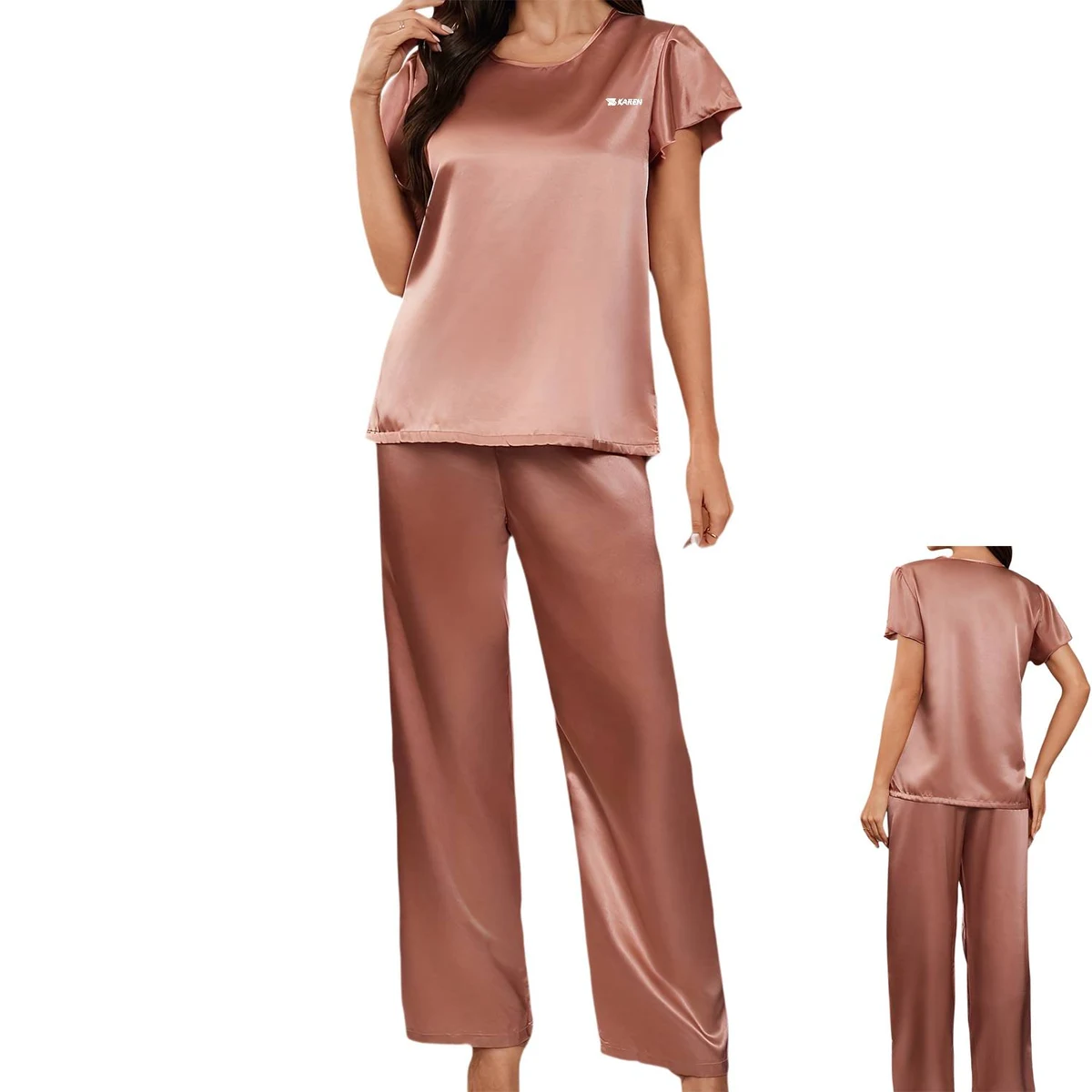 Woman's Silky Soft Solid Color Pajama Set 1