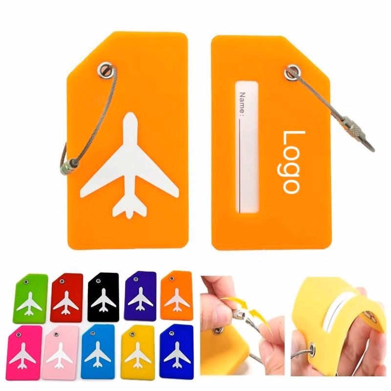 Silicone Luggage Tag W/ Metal Cable