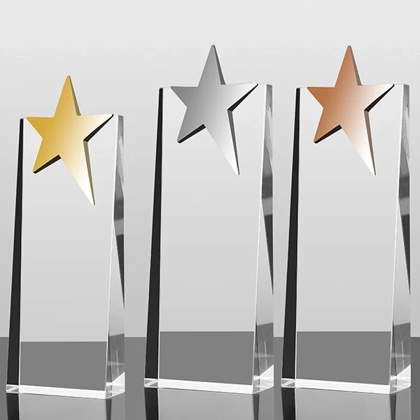 Crystal Plaque Trophy With Metal Star 1