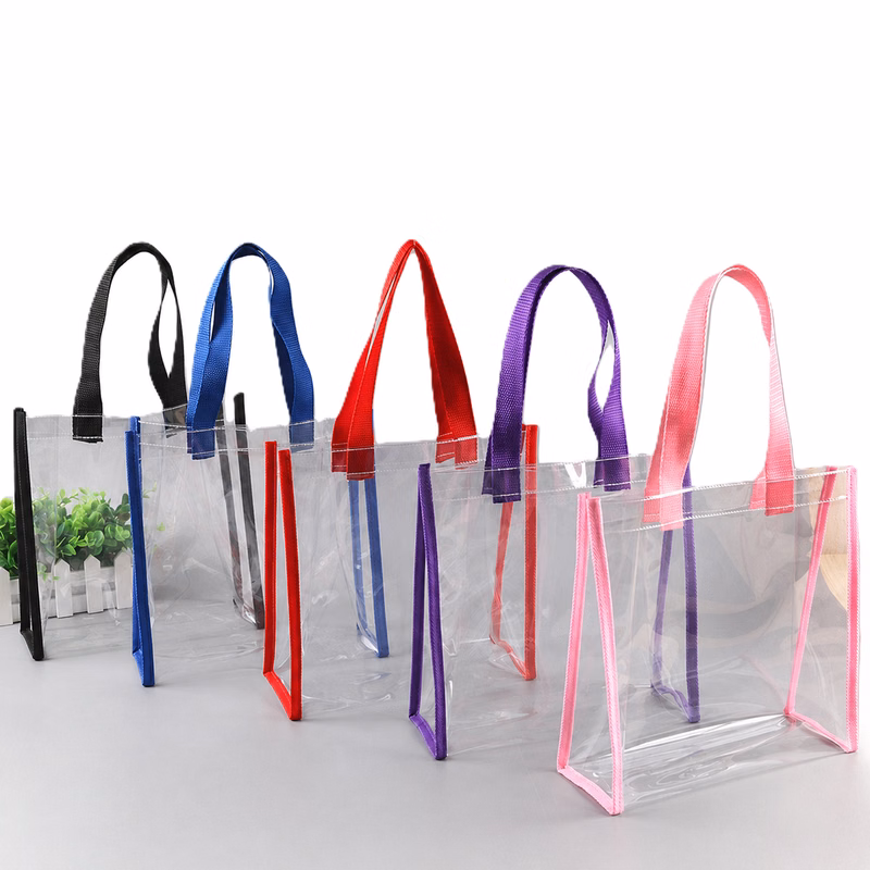 Clear PVC Tote Bag with Colored Trim