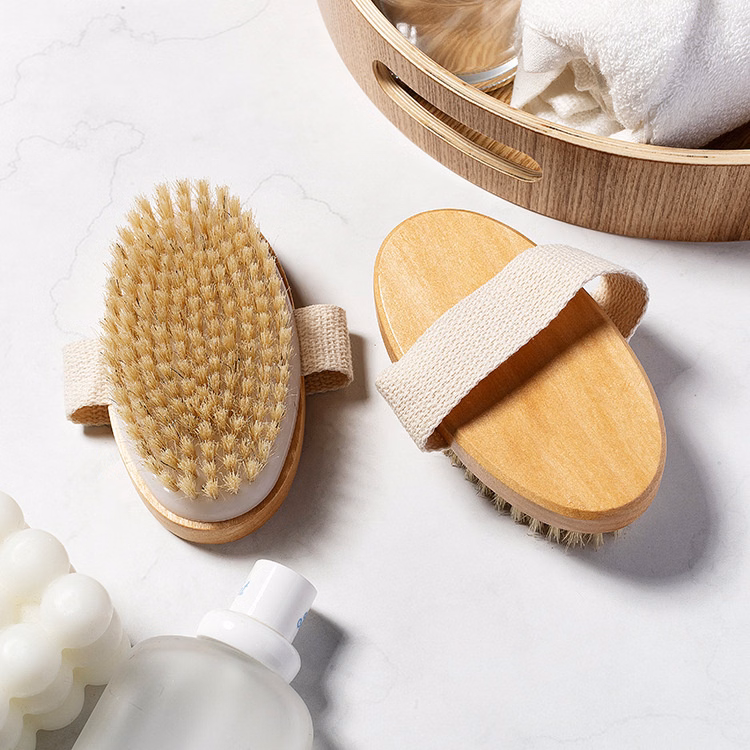 Bath Cleaner Brush Wooden Hair Brush Bath Sponges for Shower Exfoliating Brush
