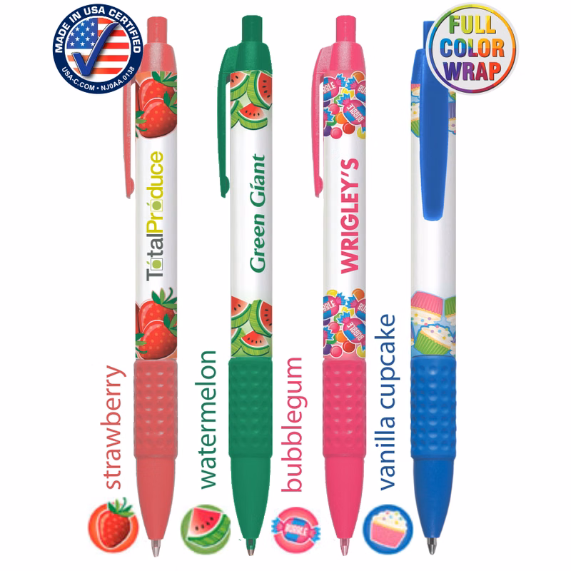 Union Printed, Certified USA Made "Pre-Designed" Full Color Click Grip Pen