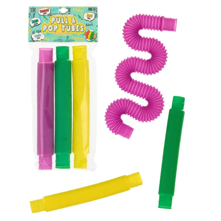 Pull & Pop Tubes - 3 Pack Assorted Colors 8" 1