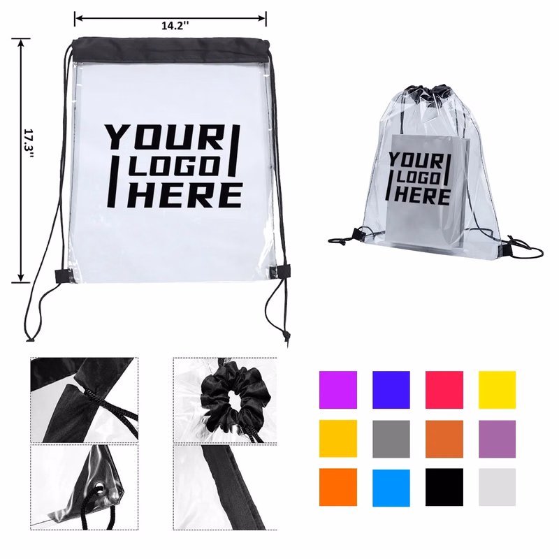 Waterproof Sport Clear PVC Drawstring Backpack MOQ50pcs