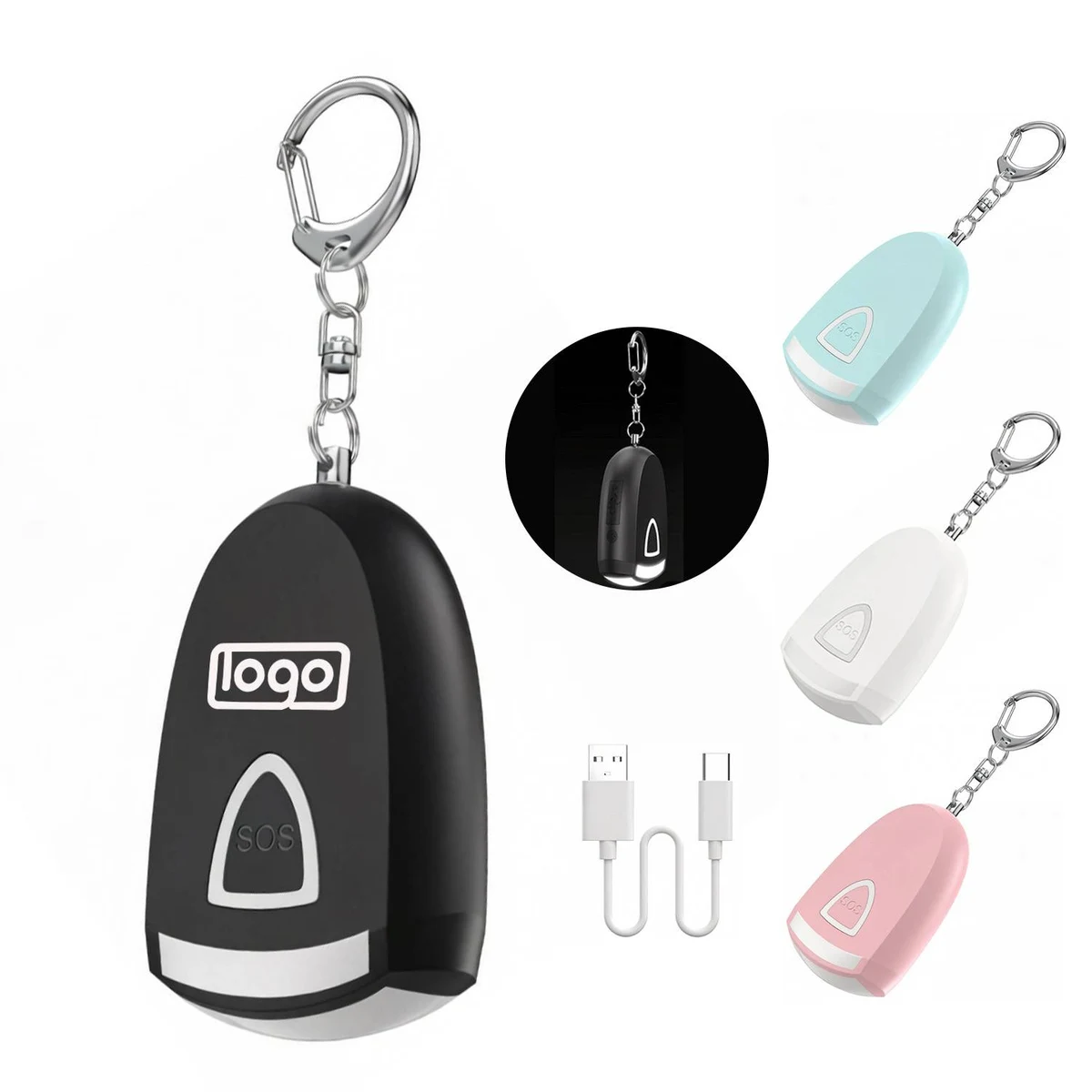 Rechargeable Safety Alarm Keychain with Flashlight 1