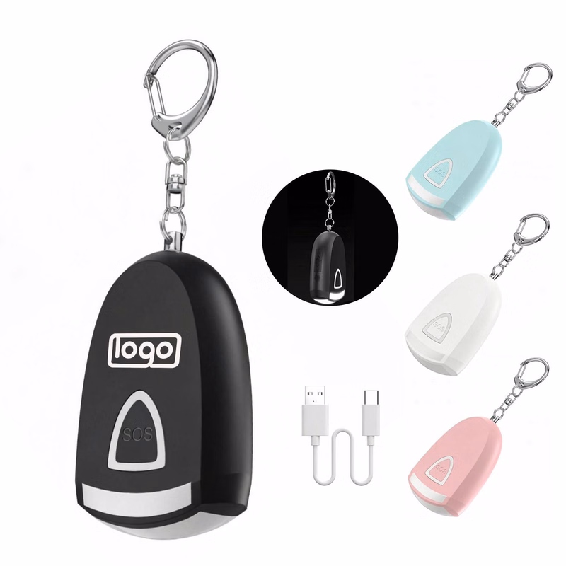 Rechargeable Safety Alarm Keychain with Flashlight