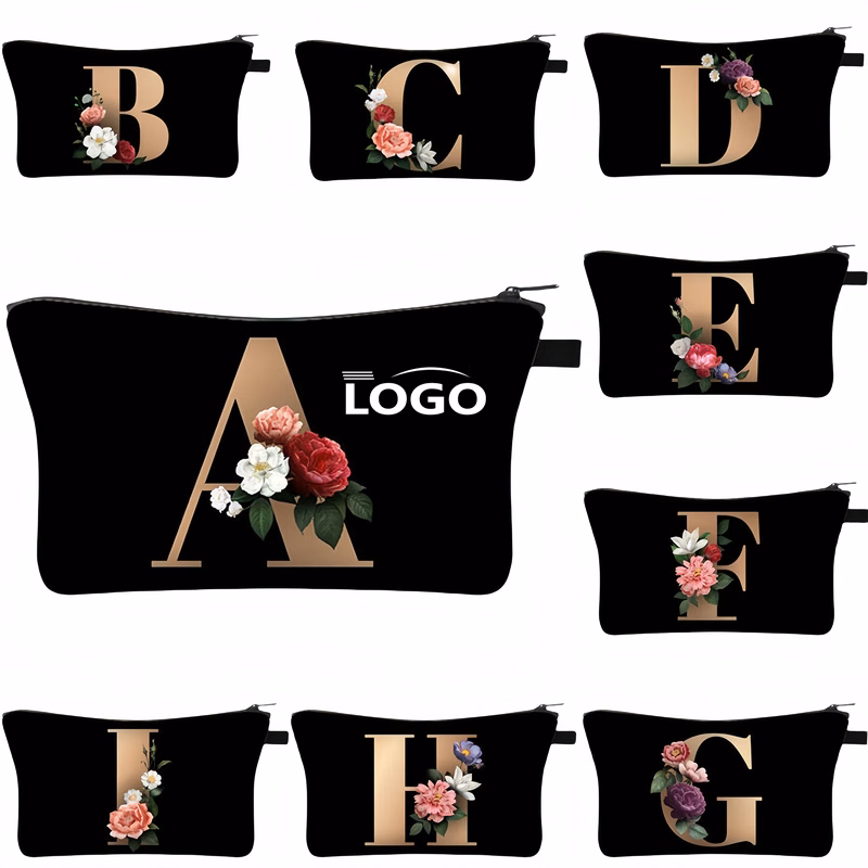 Floral Letter Print Cosmetic Bag for Makeup and Travel