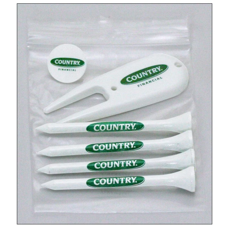 Golf Combo Pack of 4 Tees, 1 Ball Marker & 1 Divot Tool 1