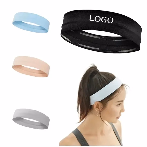 Double Rubber Strip Non-Slip Sports Headband with Grip