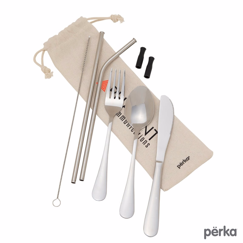 Perka® Castellana 6-Piece Steel Straw & Utensil Set