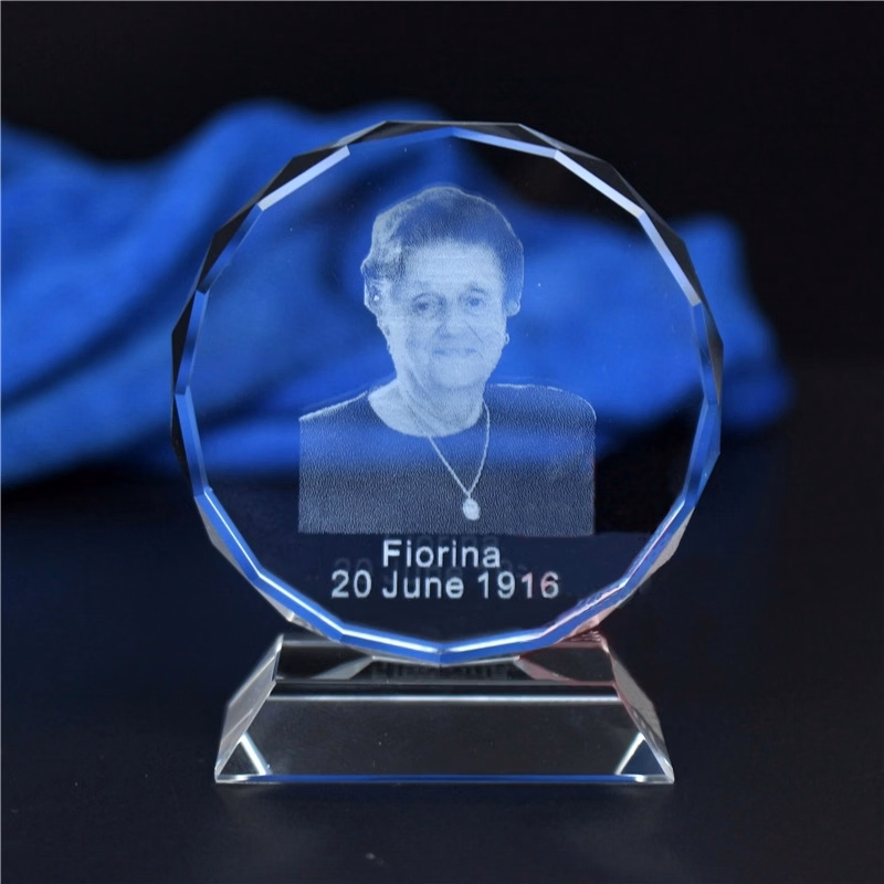 Round Faceted Crystal Award on Clear Base