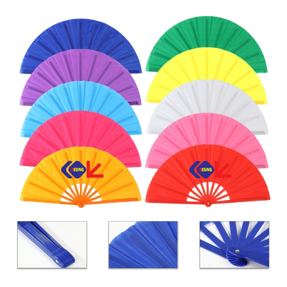 13-Inch Plastic Rib Folding Hand Fan 1