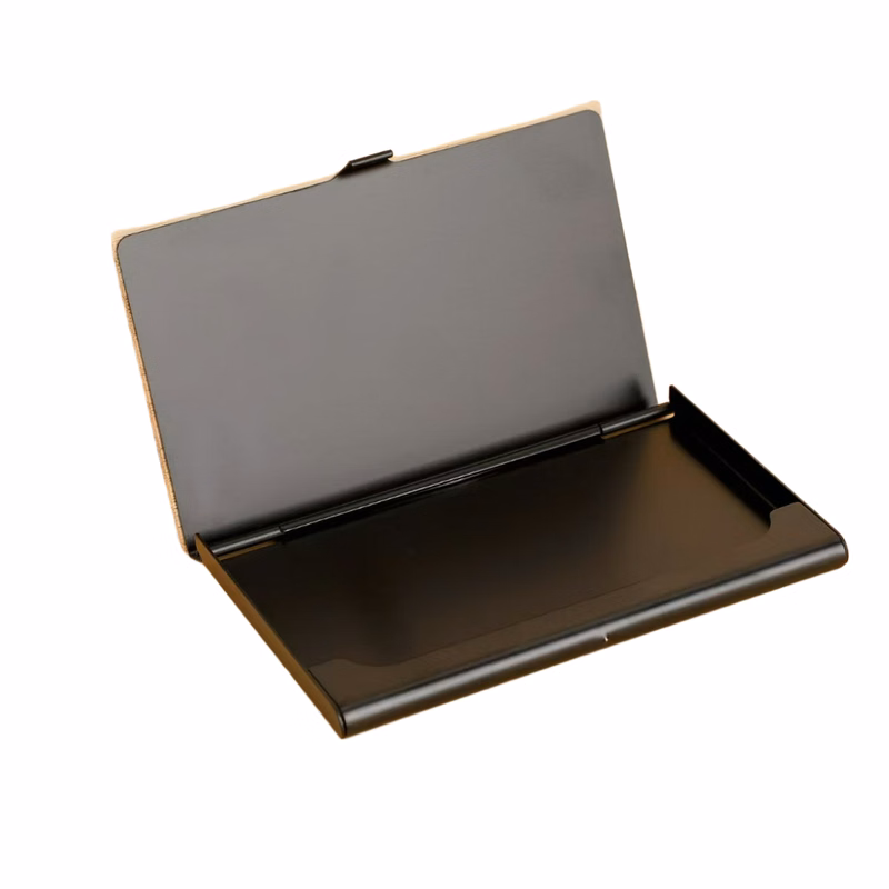 Flip Top Metal Card Case Wood Grain