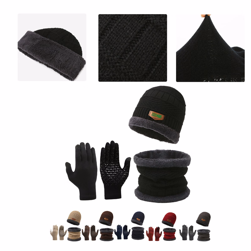 MOQ50 Custom Winter Hat Scarf Gloves Set