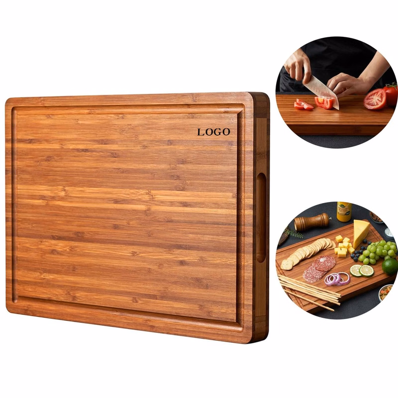 Thick Bamboo Carving Board with Handles Groove