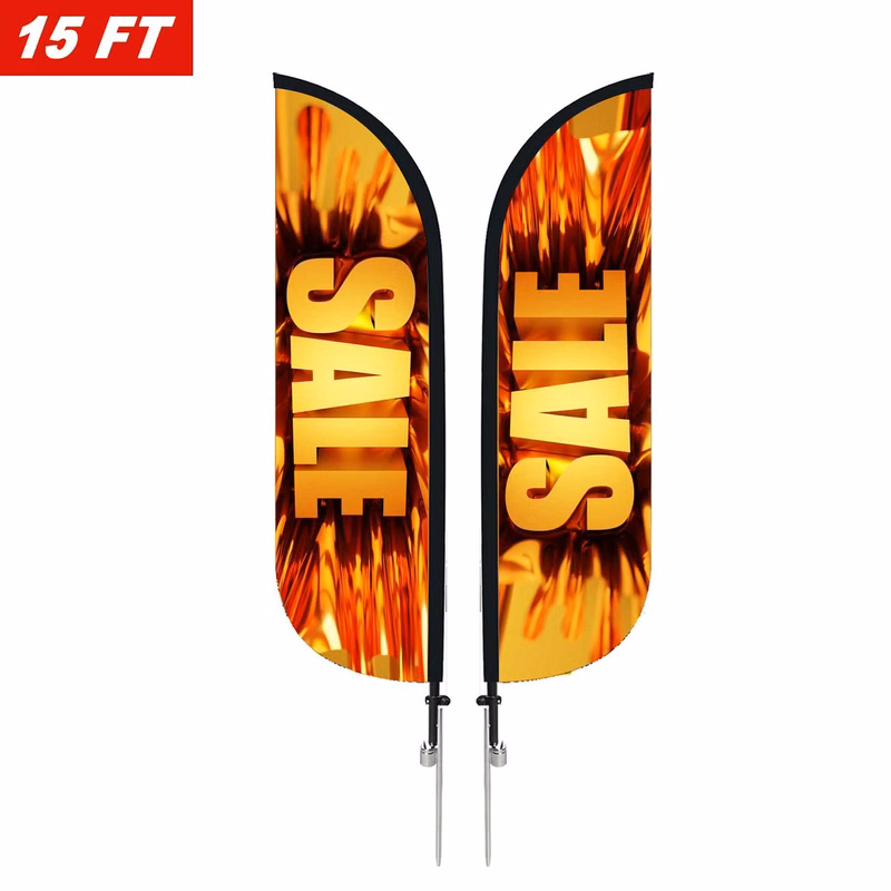 Giant 15ft Tailored Feather Banner with Spike Base

