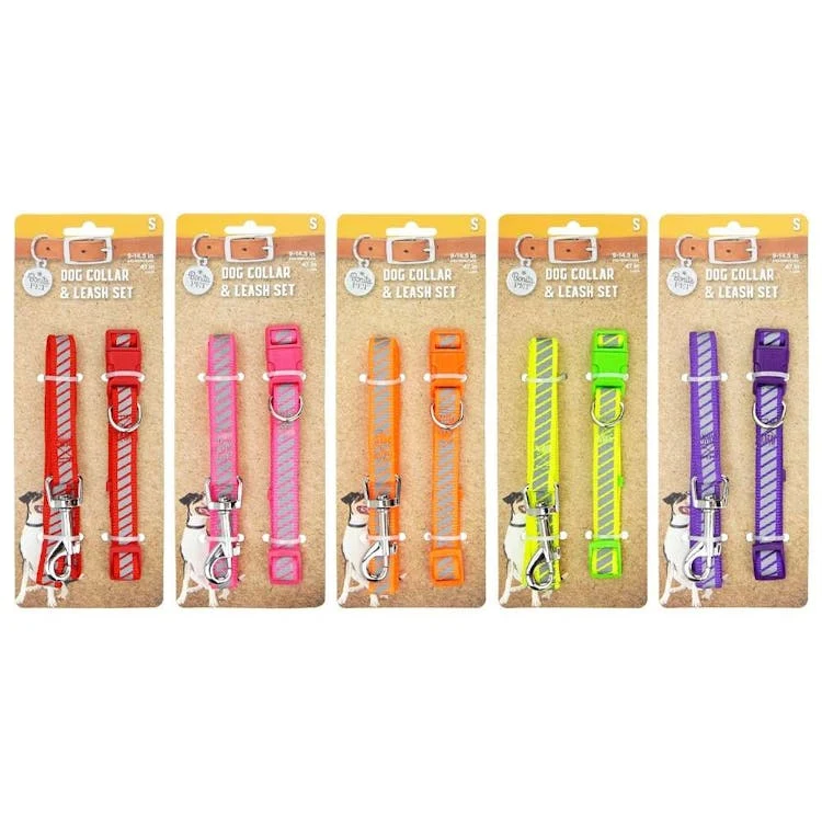Reflective Nylon Leash & Collar Sets - Small Assorted Colors 1