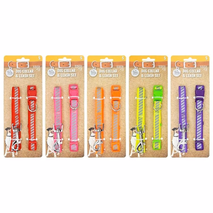 Reflective Nylon Leash & Collar Sets - Small Assorted Colors