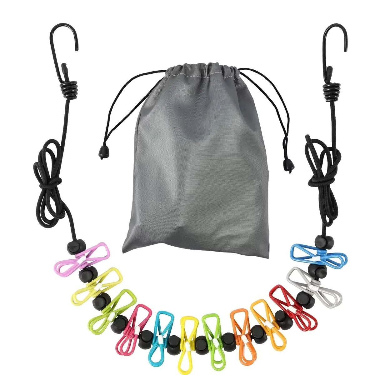 Retractable Travel Clothesline with Clips Set 1
