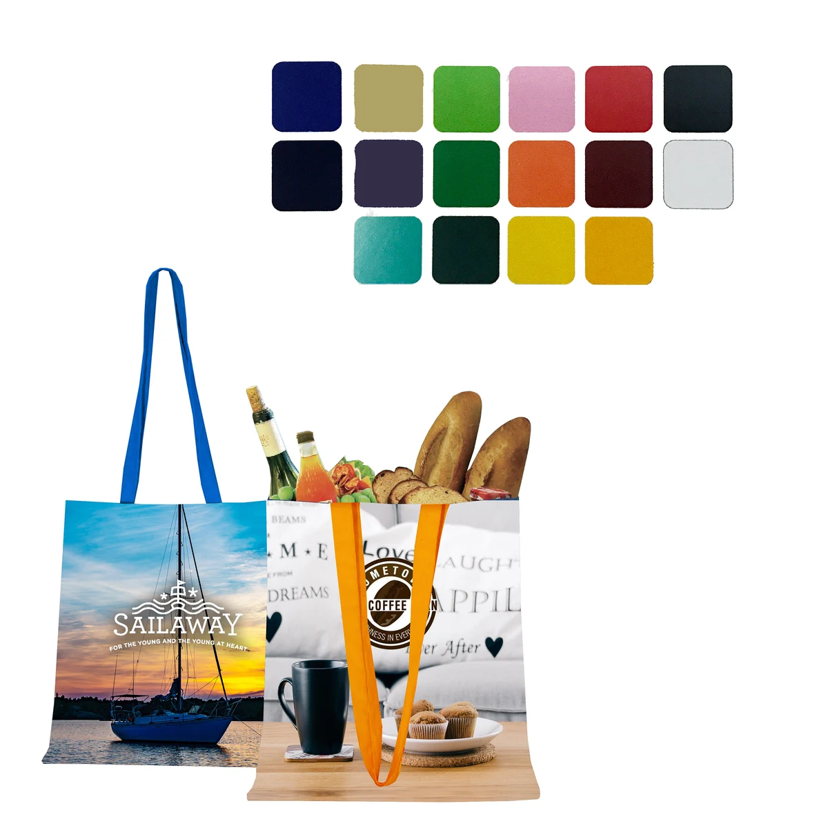 Cotton Tote with Color Handles, custom tote bag with logo imprint 1