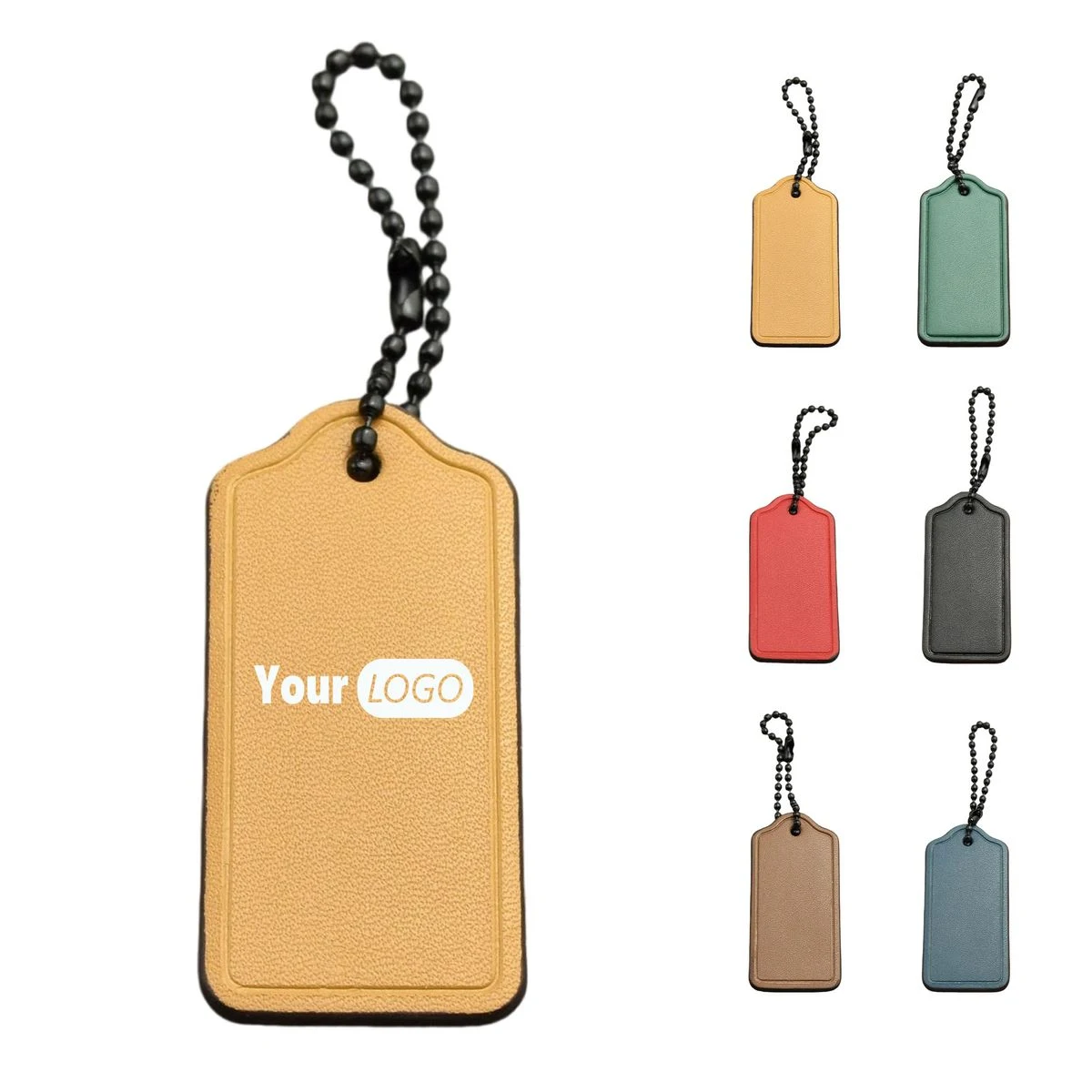 PU Leather Key Tag With Ball Chain 1