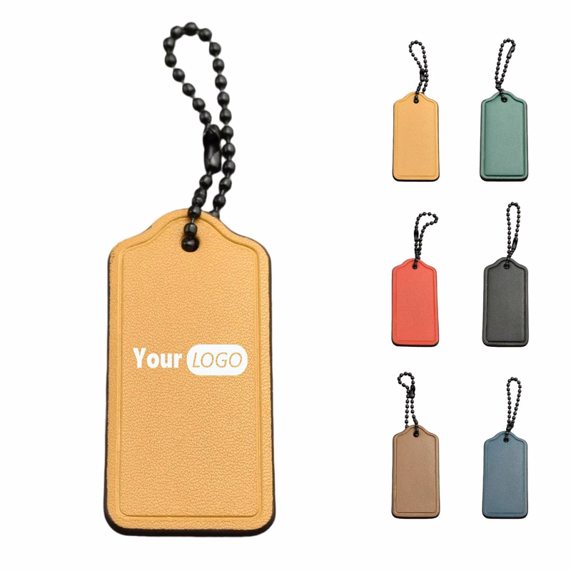 PU Leather Key Tag With Ball Chain