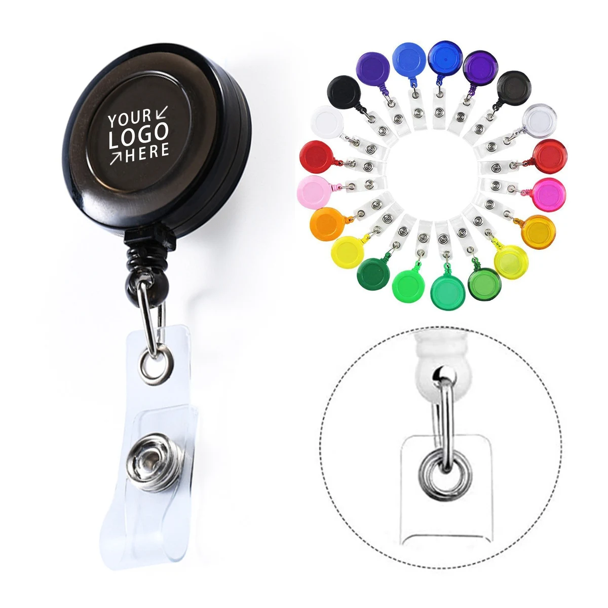 MOQ 50 Retractable Badge Holder Reels With Clip 1