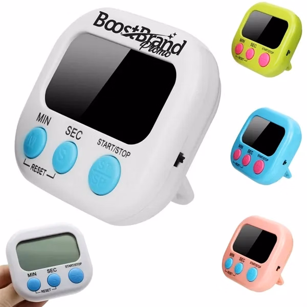 Custom Digital Kitchen Timer with LCD Display and Magnetic Clip — Cooking Prep