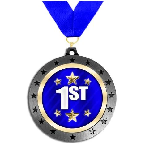 Medallion Holder: 2" Star Bezel Antique Silver w/M 1