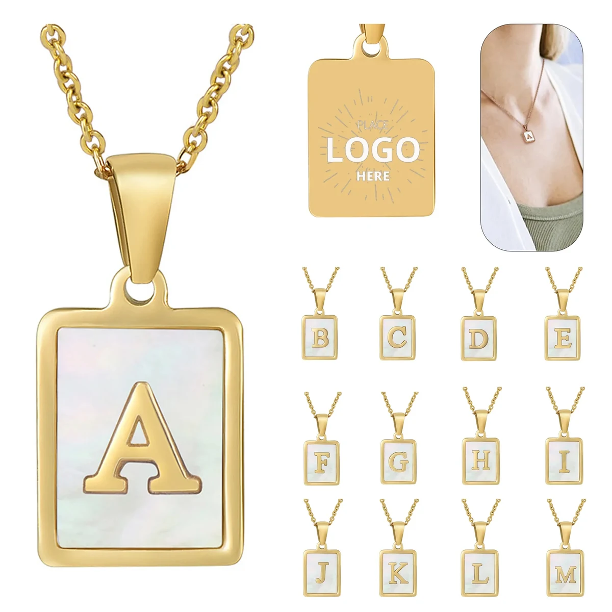 Stainless Steel Alphabet Necklace 1