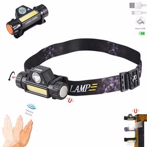Rechargeable LED Headlamp Motion Sensor With Magnet And Elastic Band