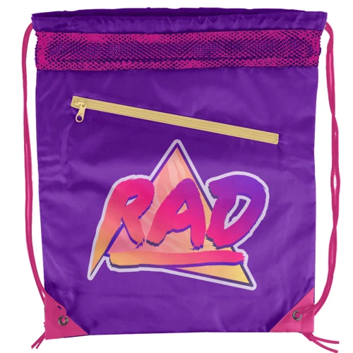 Sublimation Mesh-Top Polyester Drawstring Bag w/ Slant-Zip 1