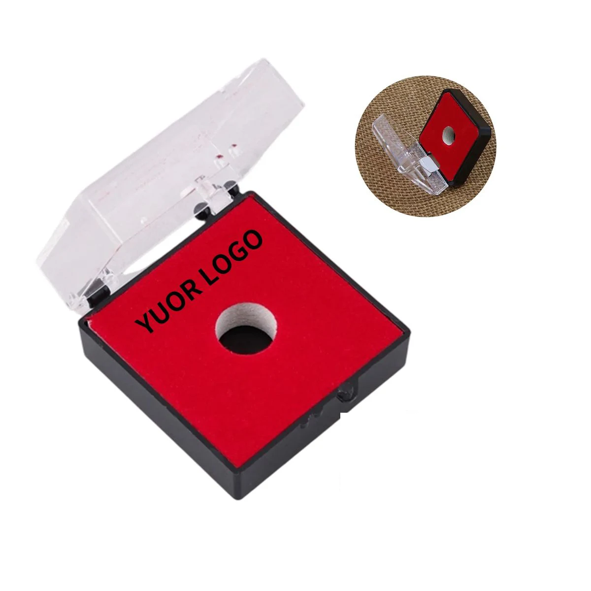 Velvet Lined Pin Box with Transparent Cover 1