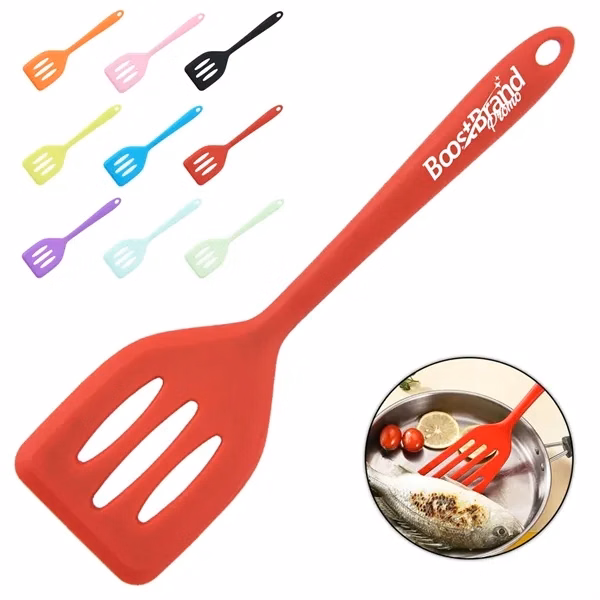 Custom 8 in Heat-Resistant Silicone Slotted Spatula — Professional Kitchen Utensil