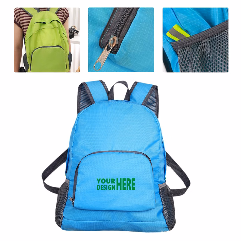 MOQ 50 Custom Foldable Backpack with Logo for Travel and Events
