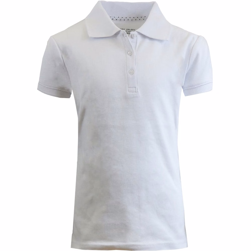 Girls' School Uniform Polo Shirts - White Short Sleeve Size 12