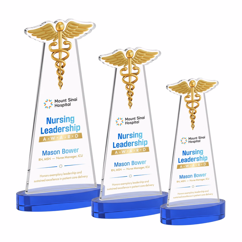 Caduceus VividPrint™ Award on Alberton Base - Blue