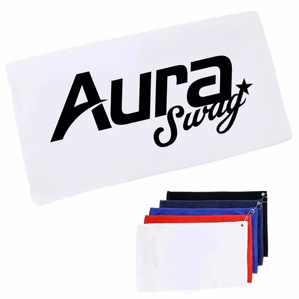 Custom Absorbent Cotton Golf Towel with Metal Hook — Course & Clubhouse