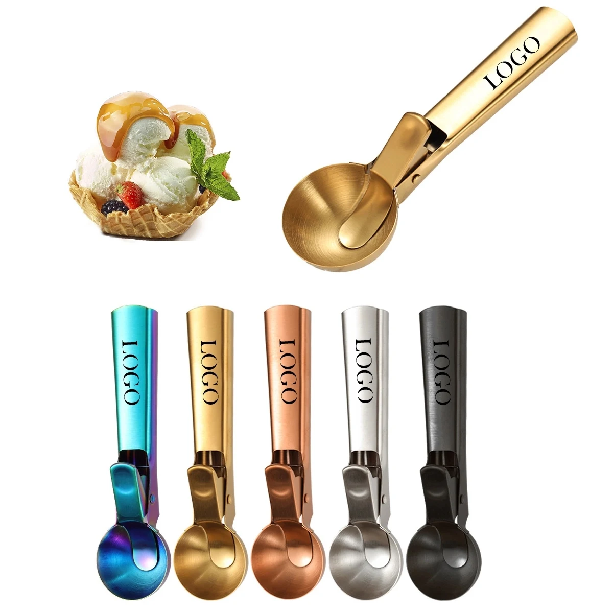 Golden Ice Cream Scoop Spoon 1