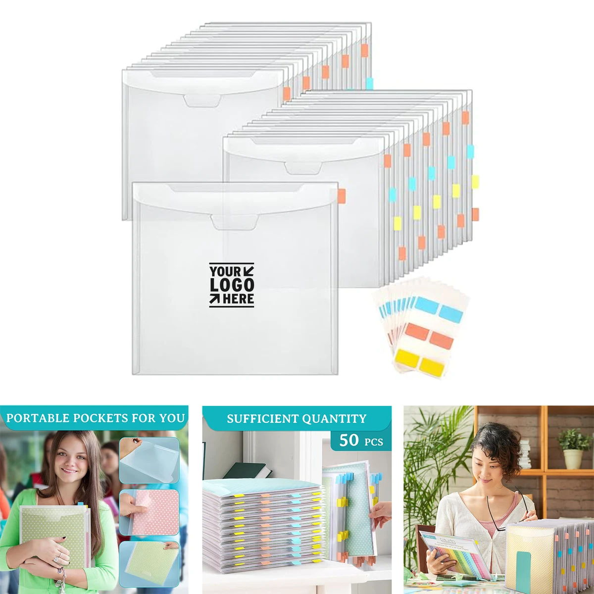12x12 Inch Clear Scrapbook Paper Storage Organizer with Sticky Index Tab 1