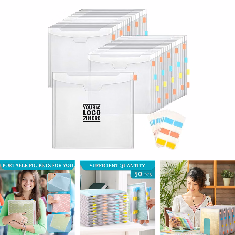12x12 Inch Clear Scrapbook Paper Storage Organizer with Sticky Index Tab 