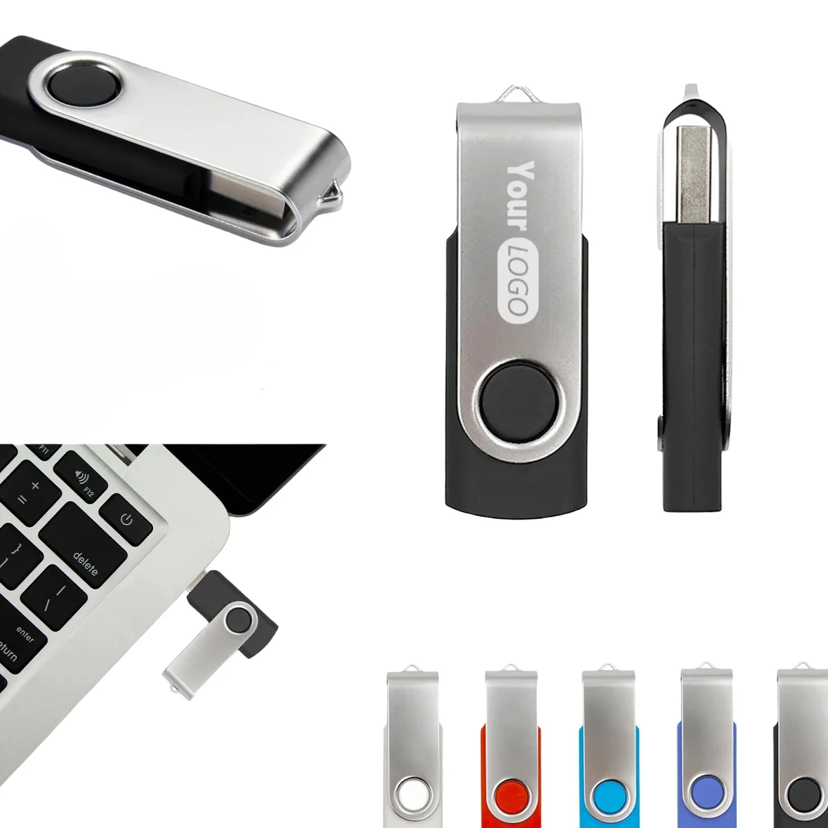 Custom Logo USB3.0 8GB Swivel Memory Stick Flash Drives 1